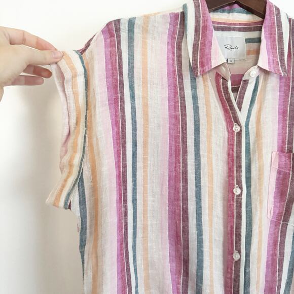 RAILS Amelie Tie Front Rainbow Striped Shirt Medium M - Picture 5 of 8